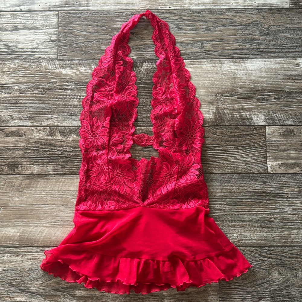 FREDERICKS OF HOLLYWOOD SEXY RED LINGERIE, SMALL